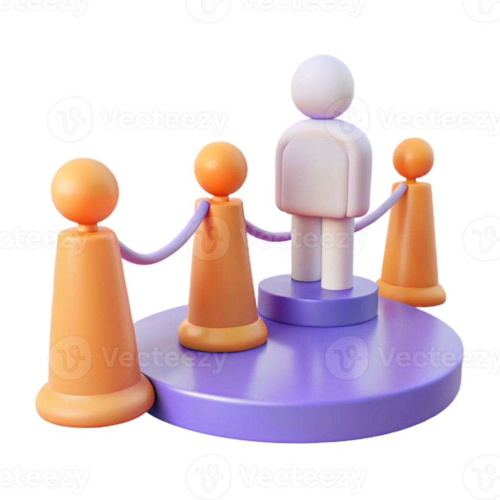 3D Illustration of Person Standing on a Platform Surrounded by Barriers png