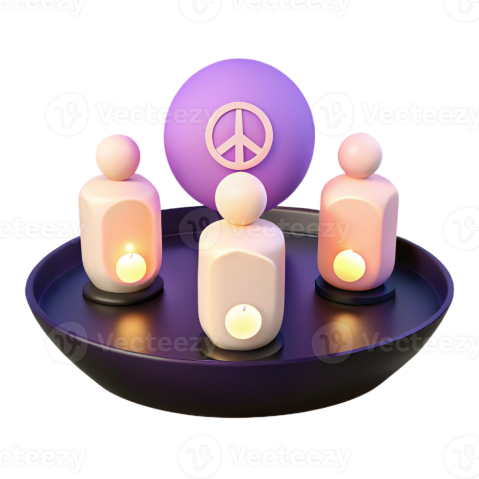 Peace Symbol and Candles 3D Rendered Illustration png