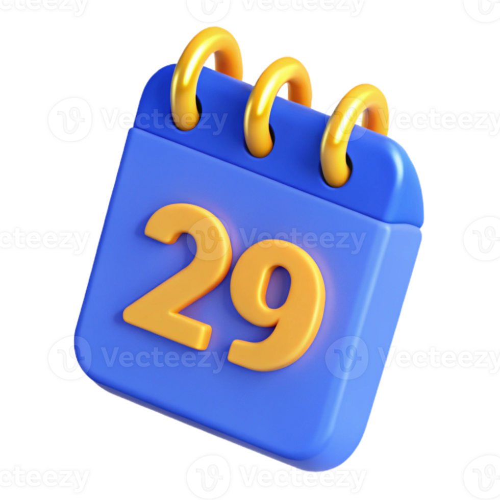 3D Calendar Icon with Number 29 png