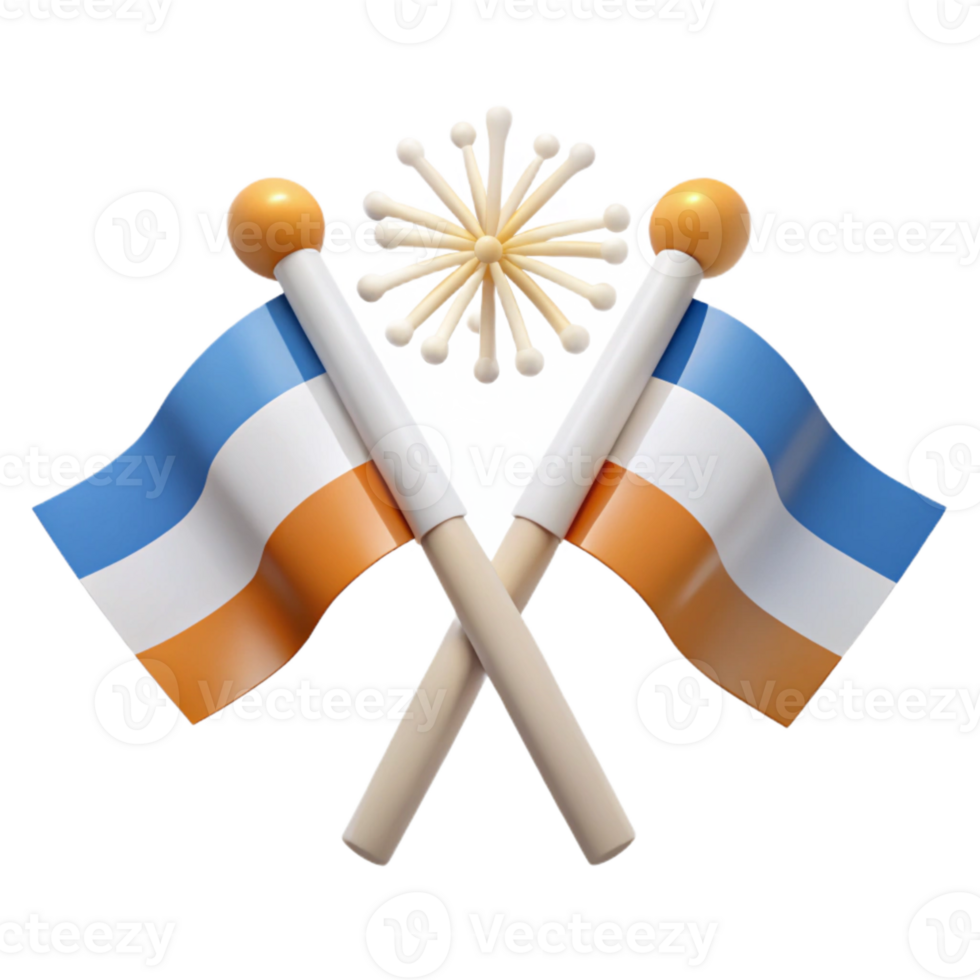 Celebration with Crossed Flags and a Starburst png