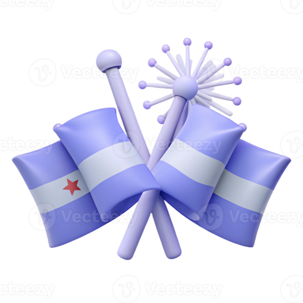 3D Rendered Flags with Star and Decorative Topper png