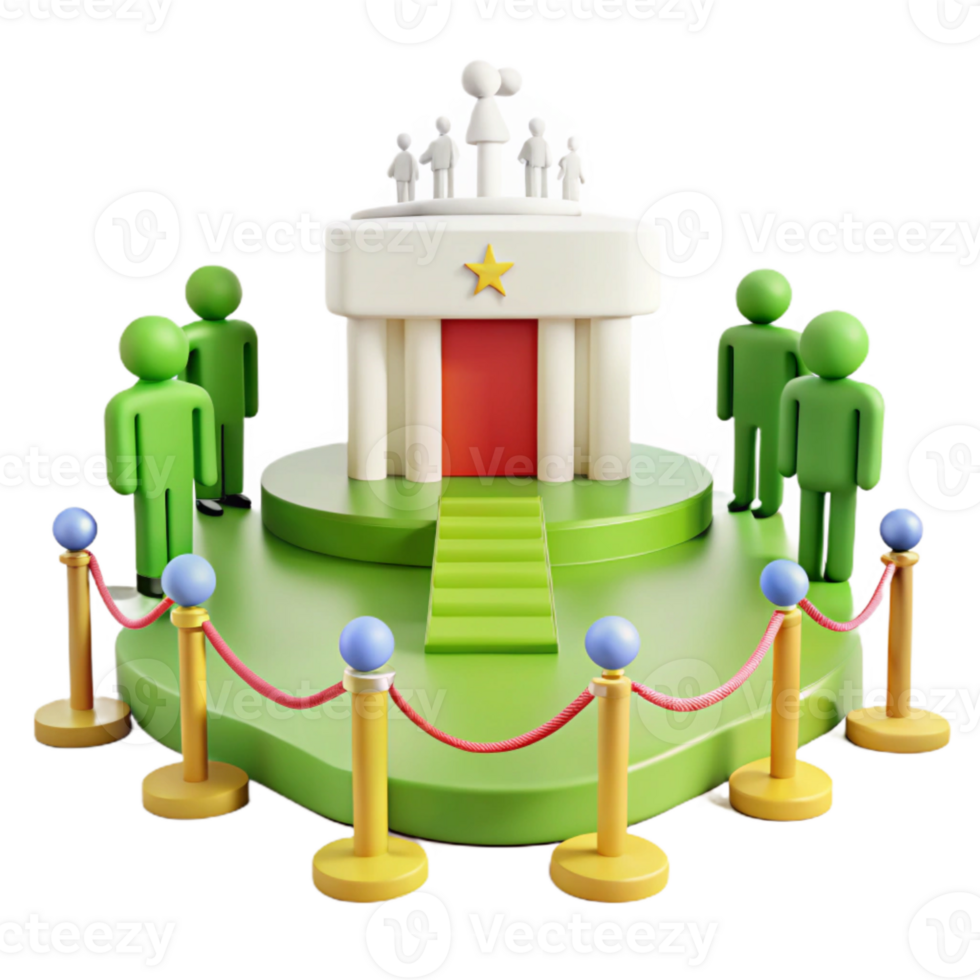 3D Rendering of a Building with People Waiting in Line png
