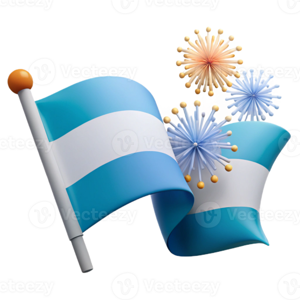 Waving Flag with Fireworks png
