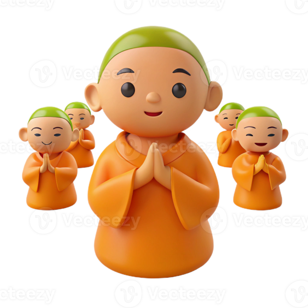 Smiling Monk 3D Illustration png