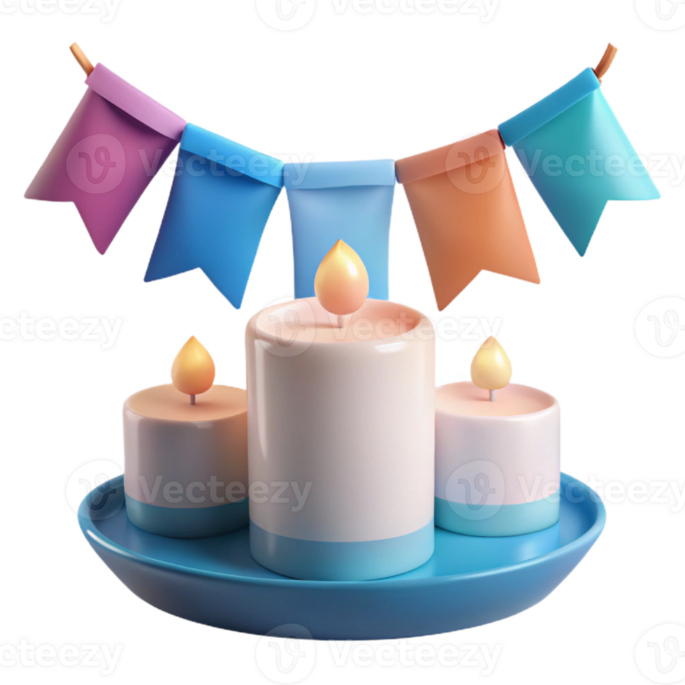Three Candles with a Festive Garland png