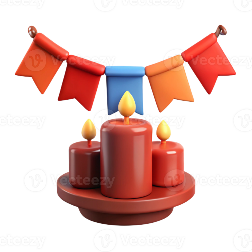 Celebration Candles with Festive Bunting png