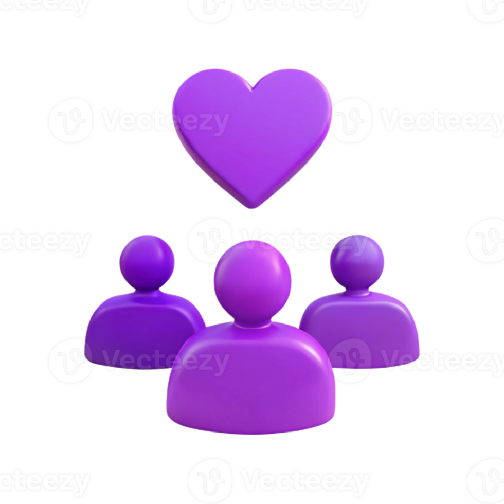 3D Rendering of a Heart Above Three People png
