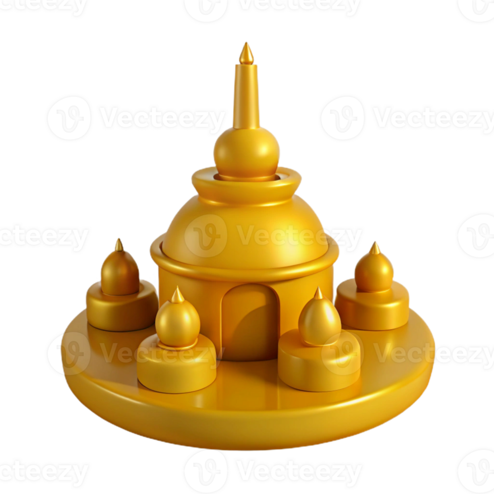 Golden Dome Building 3D Render png