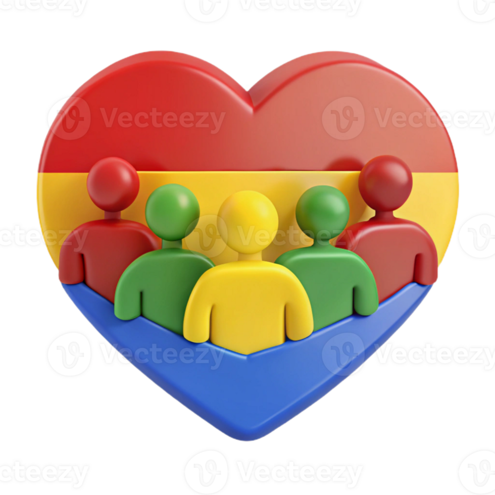 Heart Symbol with Diverse People Representing Community and Unity png
