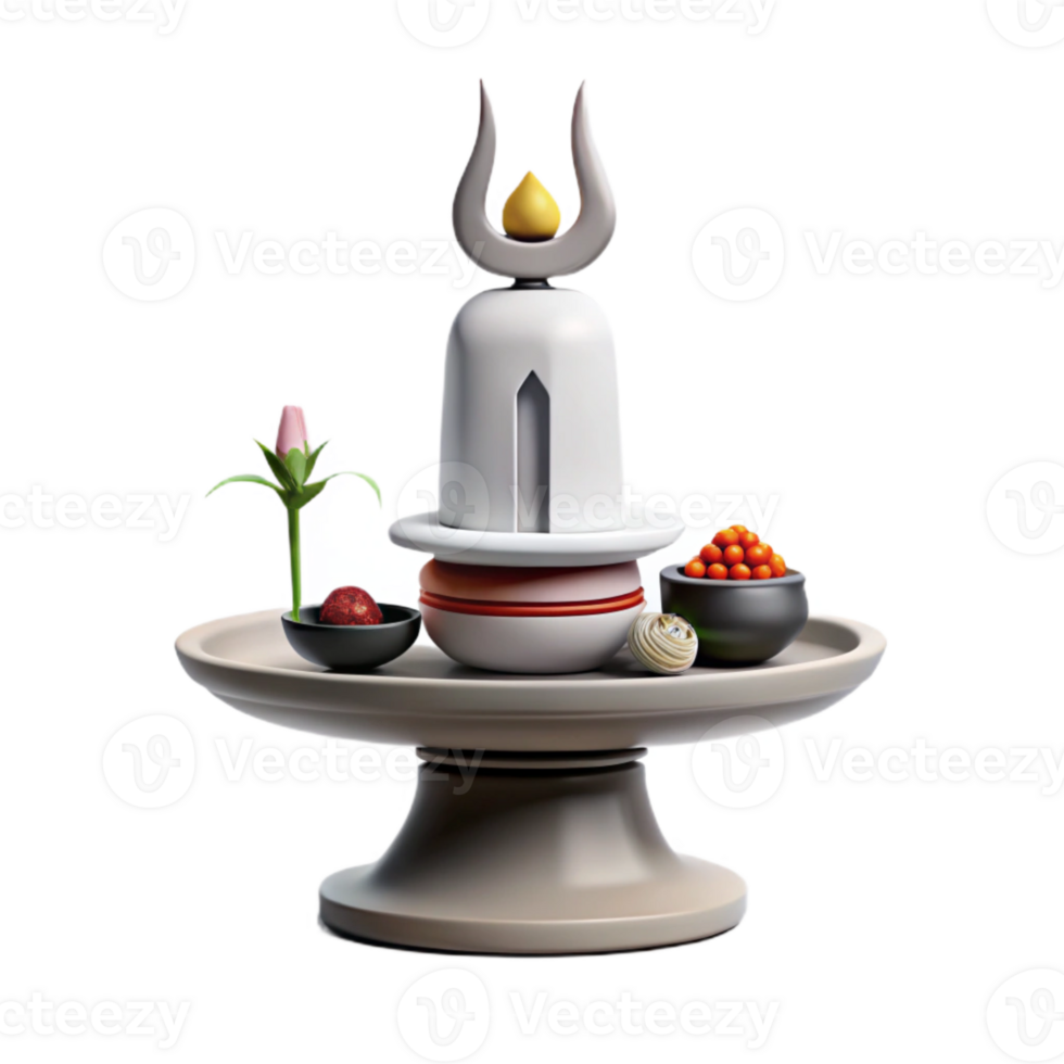 3D Render of a Symbolic Offering with a White Lingam on a Pedestal png