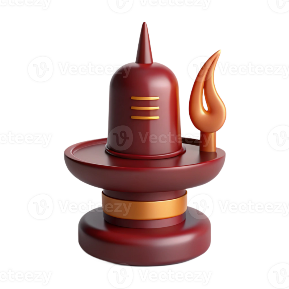 3D Rendered Red and Gold Shiva Lingam with Flame png