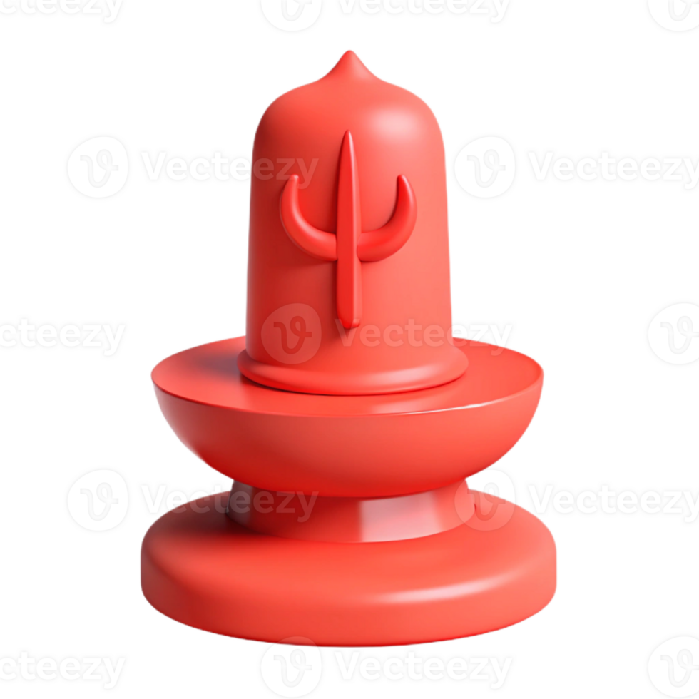 3D Render of a Red Shiva Lingam png