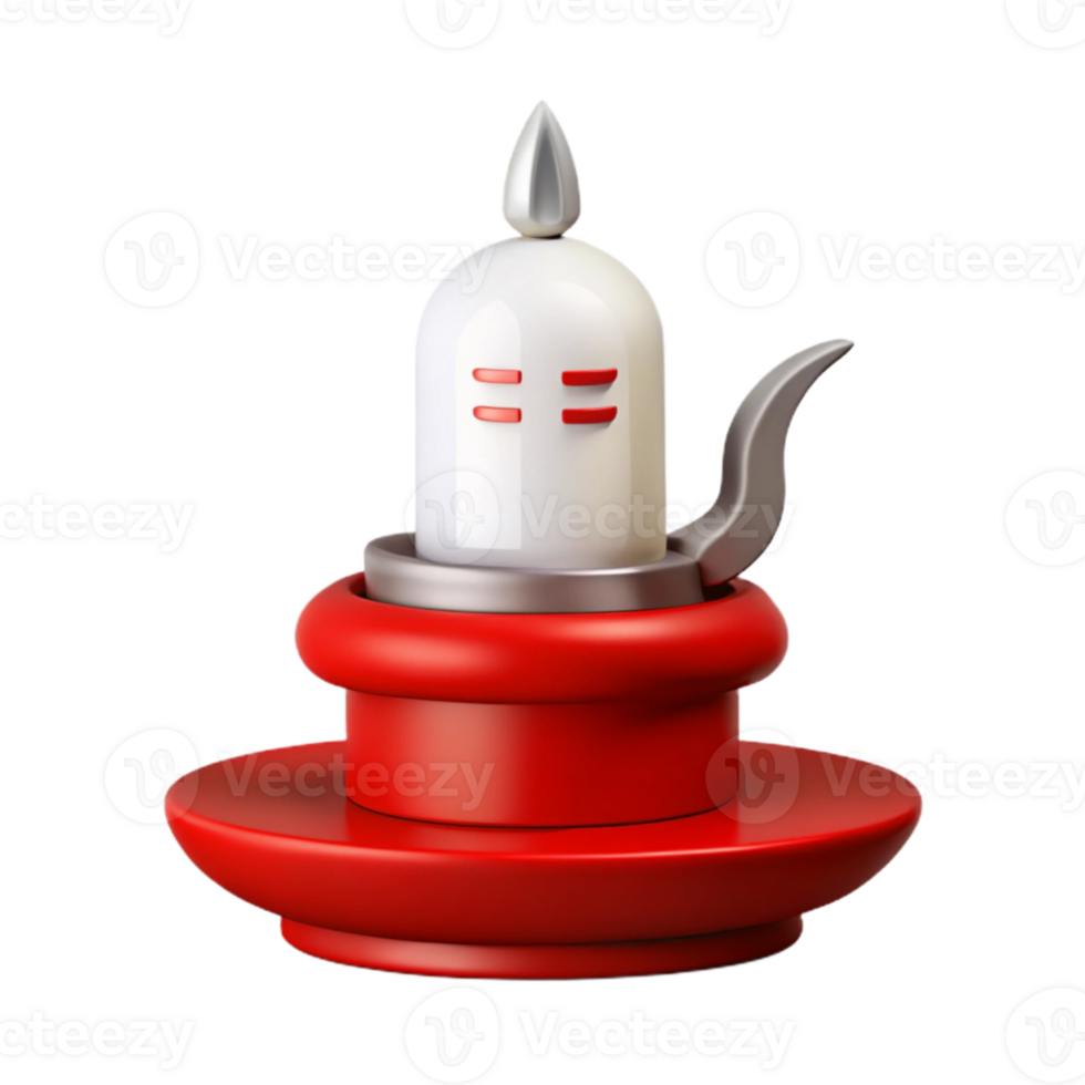 3D Rendering of a Shiva Lingam on a Red Pedestal png