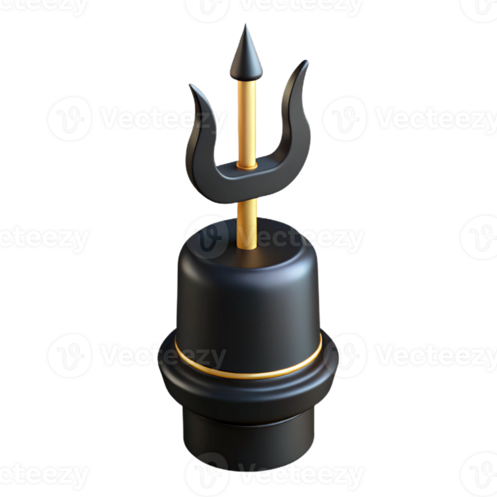 3D Render of a Black and Gold Trishul png