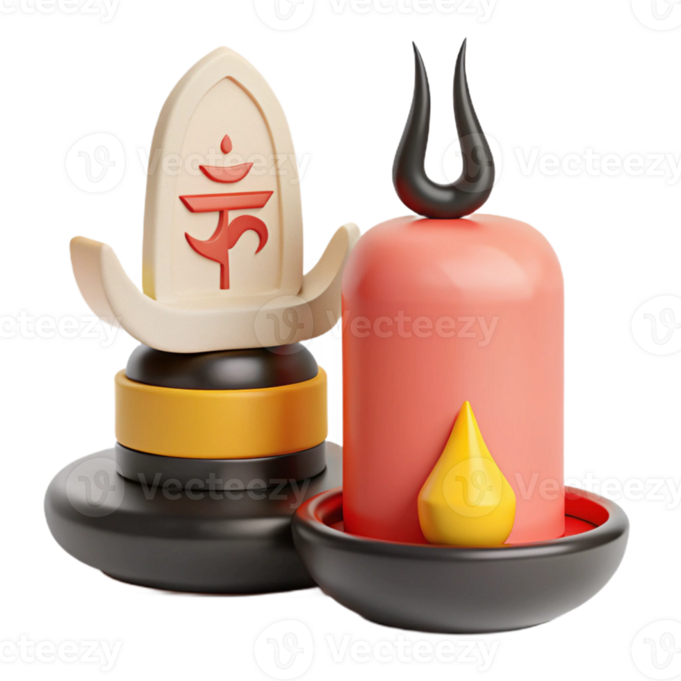 3D Render of Stacked Symbolic Objects png