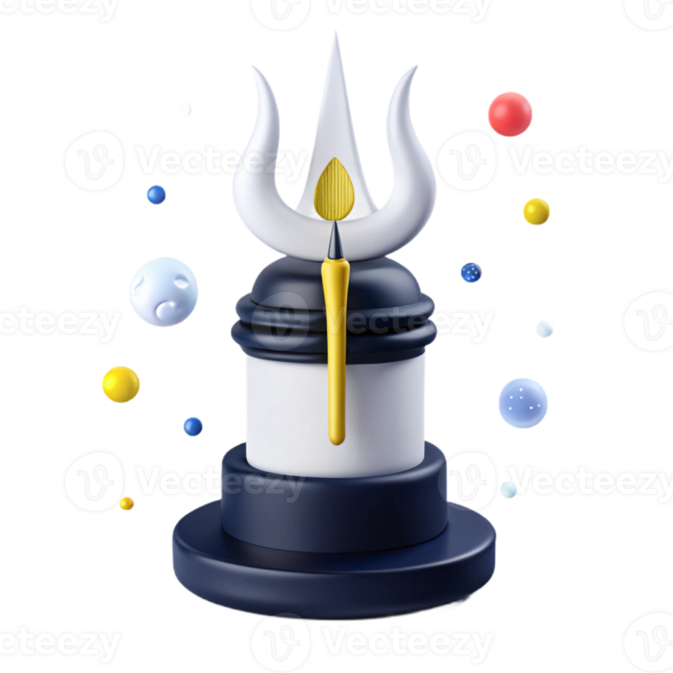 3D Render of a Shiva Lingam with a Trishul png
