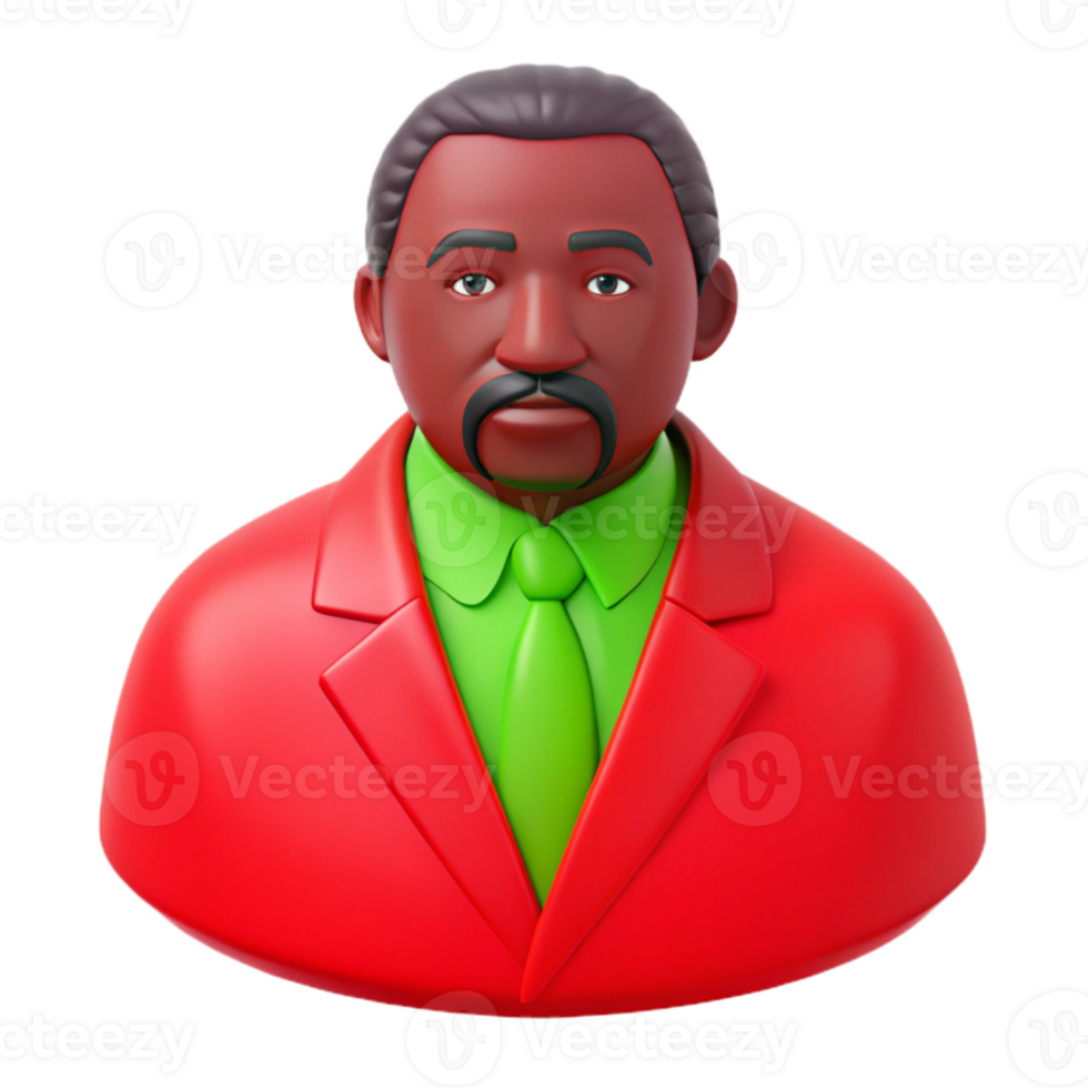 3D Rendered Cartoon Man in Red Suit and Green Tie png