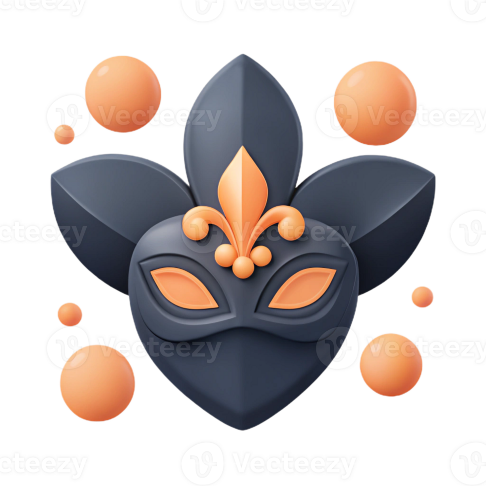 3D Render of a Carnival Mask with Fleur de Lis png