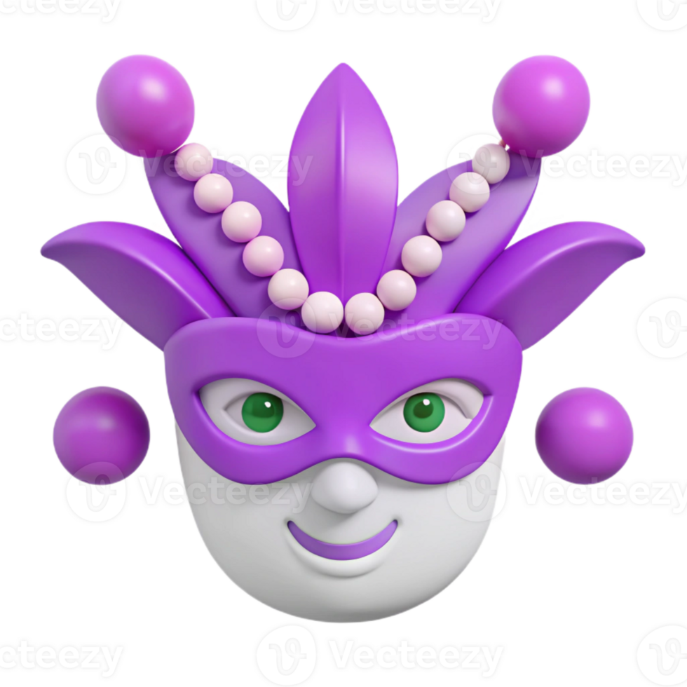 Purple Jester Mask with Beads and Balls png