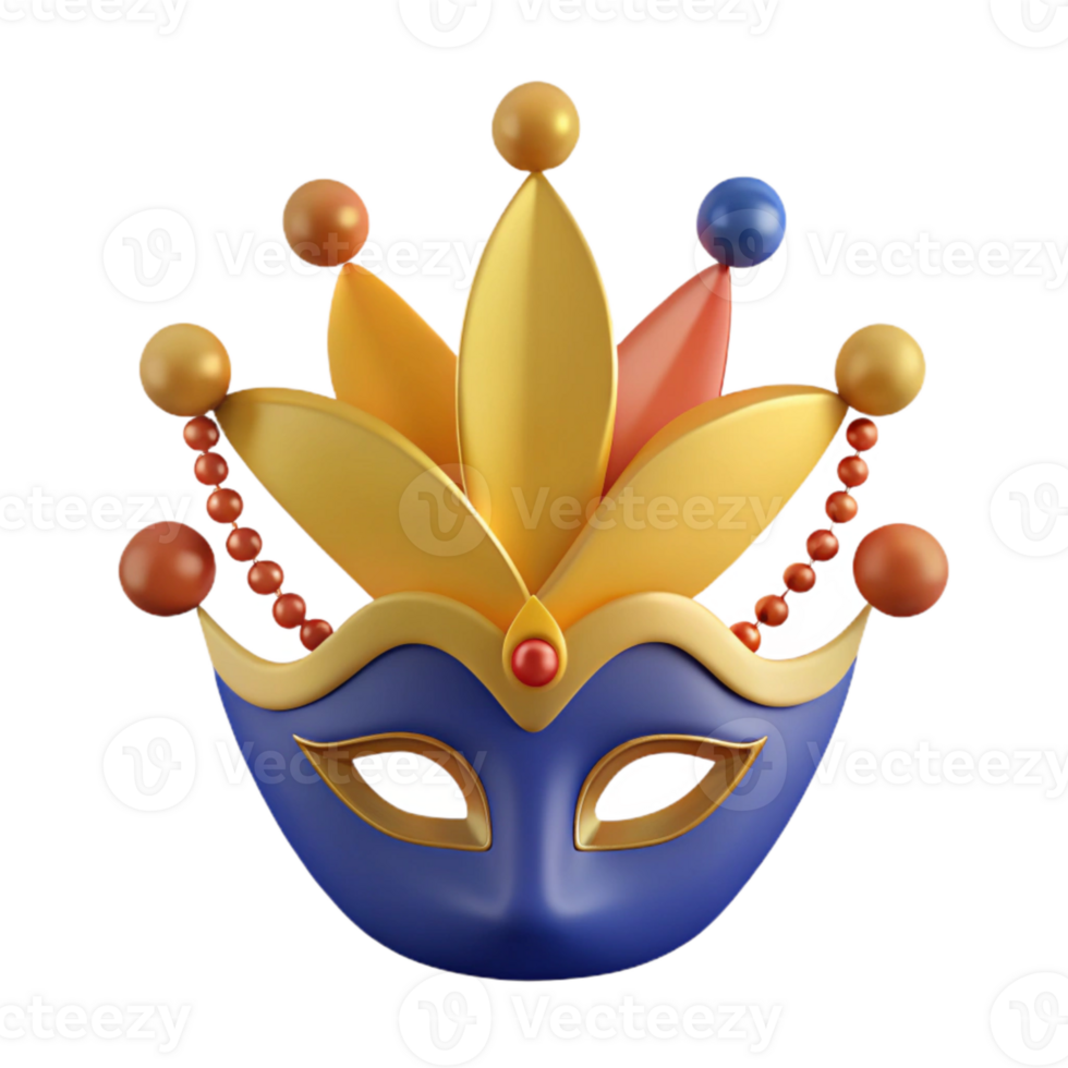 3D Render of a Colorful Jester Mask png
