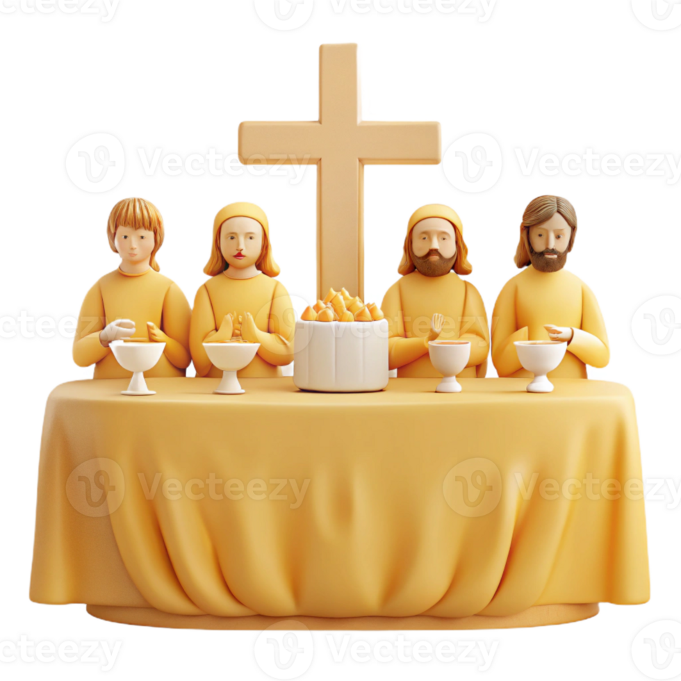 Last Supper with Cross 3D Rendering png