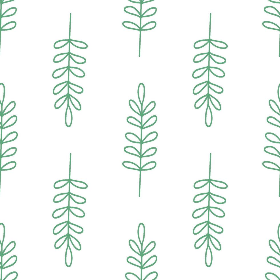 patteBotanical pattern with doodle leaves, seamless plant texture vector