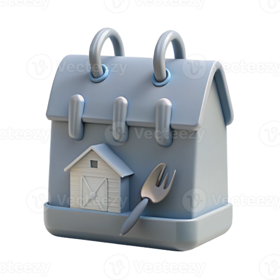 3D Render of a House with a Small Barn and a Garden Tool png