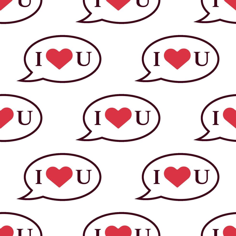 Pattern with a message in the speech bubble I love you, Pattern for Valentine's Day vector
