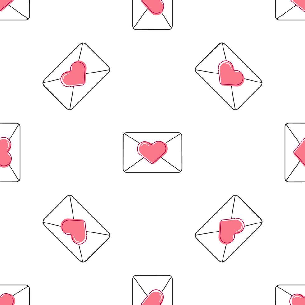 Valentine's Day Pattern with Envelope and Top, Letter with Love vector