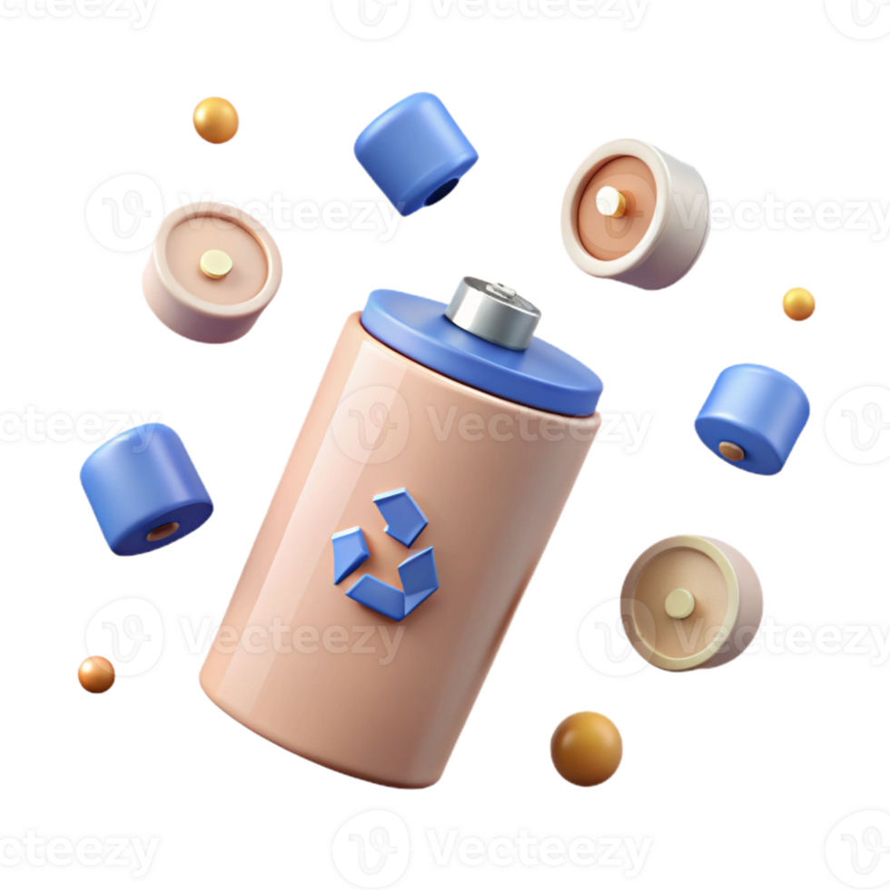 Recyclable Battery 3D Illustration png