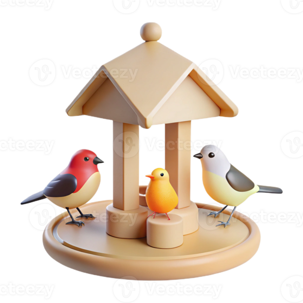 Three Birds on a Feeder png