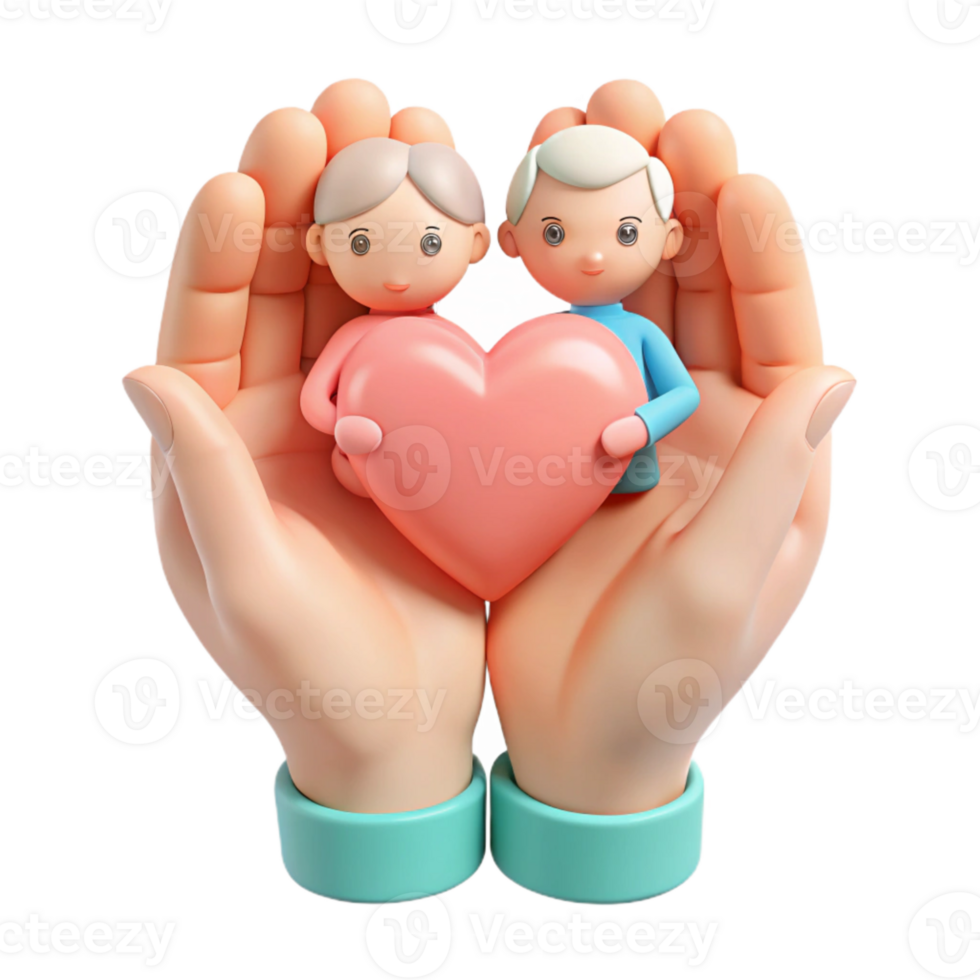 Caring Hands Holding Heart with Couple png