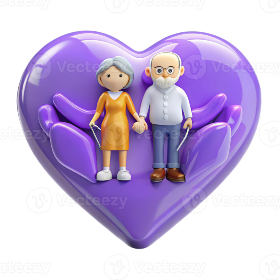 Senior Couple Holding Hands Inside Heart png