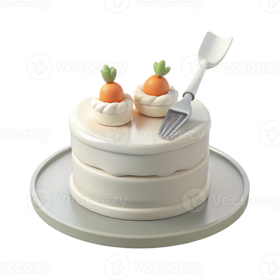 Carrot Cake with Whipped Cream and a Fork png