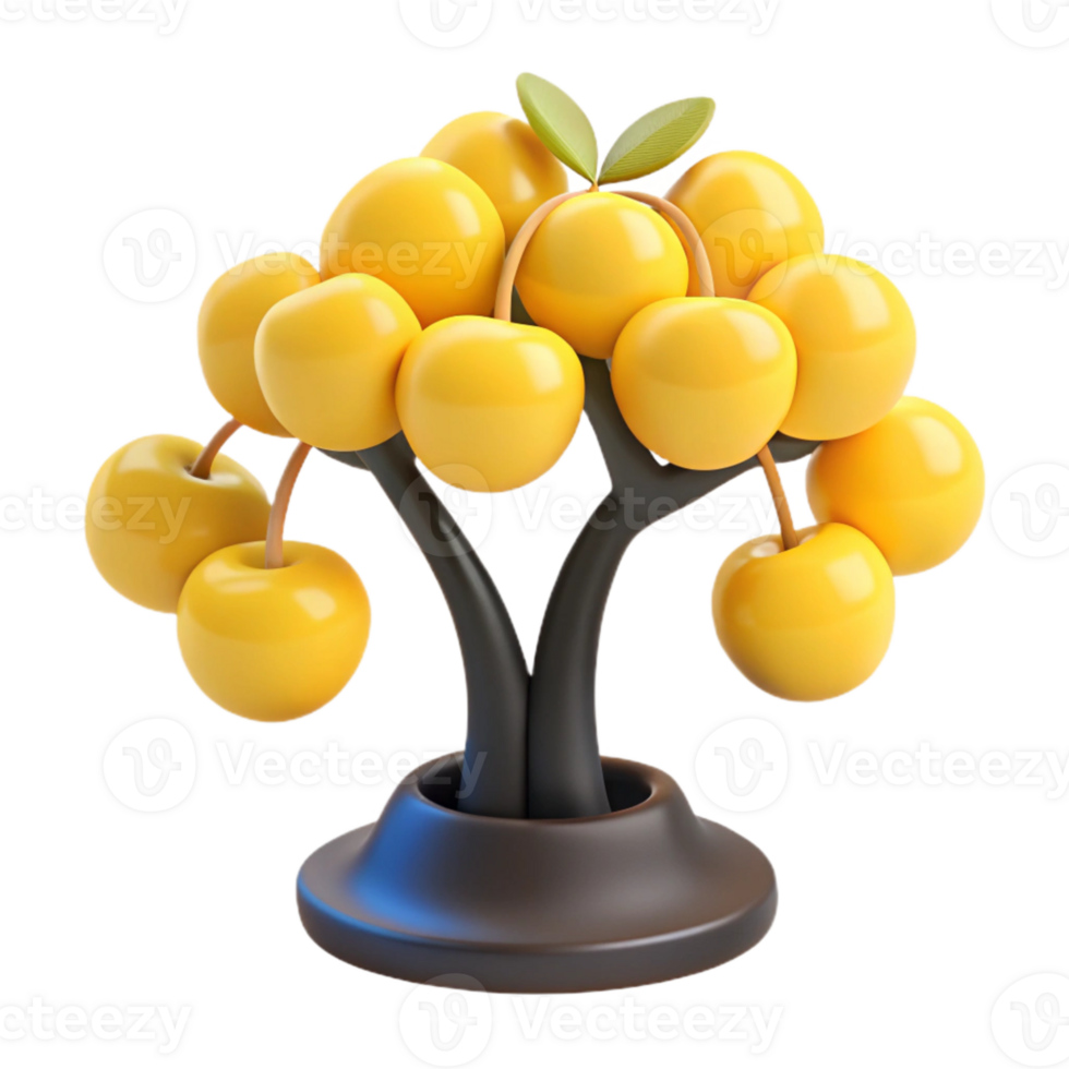 3D Render of a Small Yellow Fruit Tree png