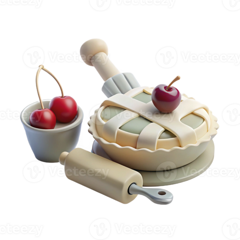 Cherry Pie Baking 3D Render png