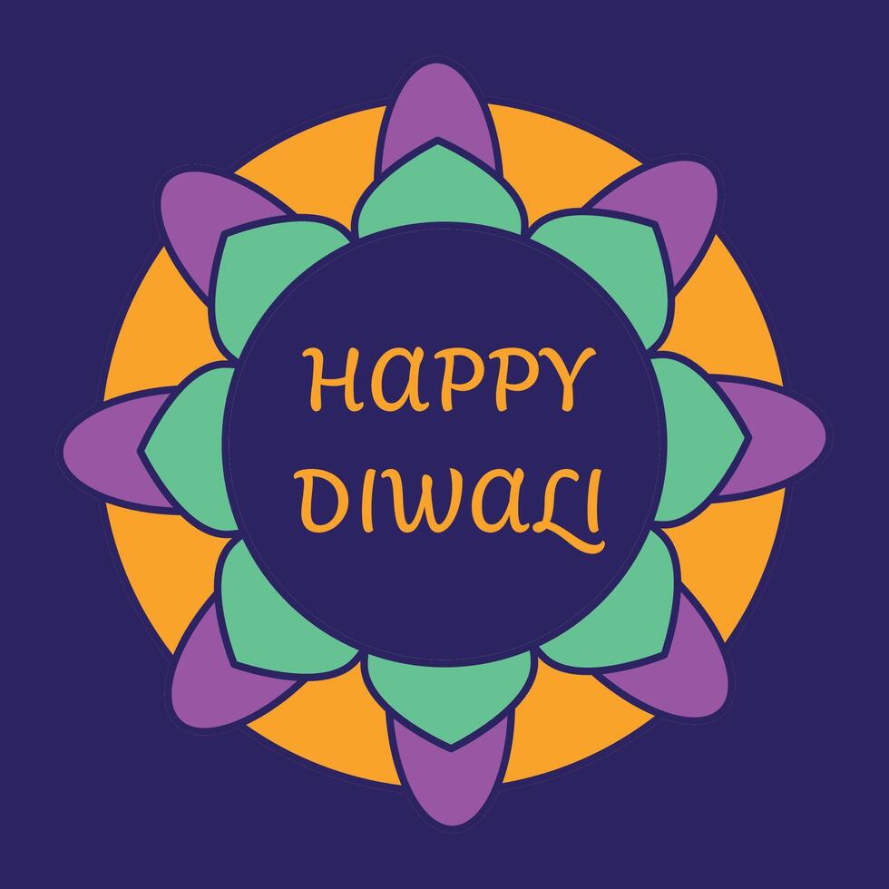 Diwali holiday concept, greeting card. Colored mandala on a purple background. illustration for your holiday vector