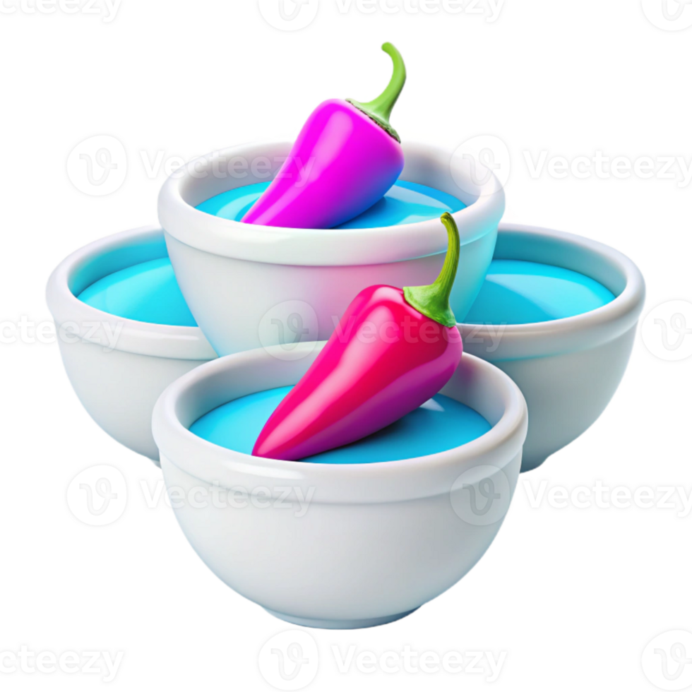 Stack of Bowls with Chili Peppers png