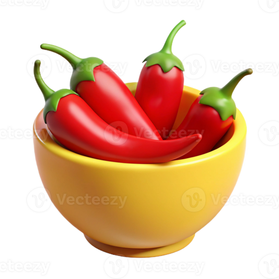 Red Chili Peppers in Yellow Bowl png