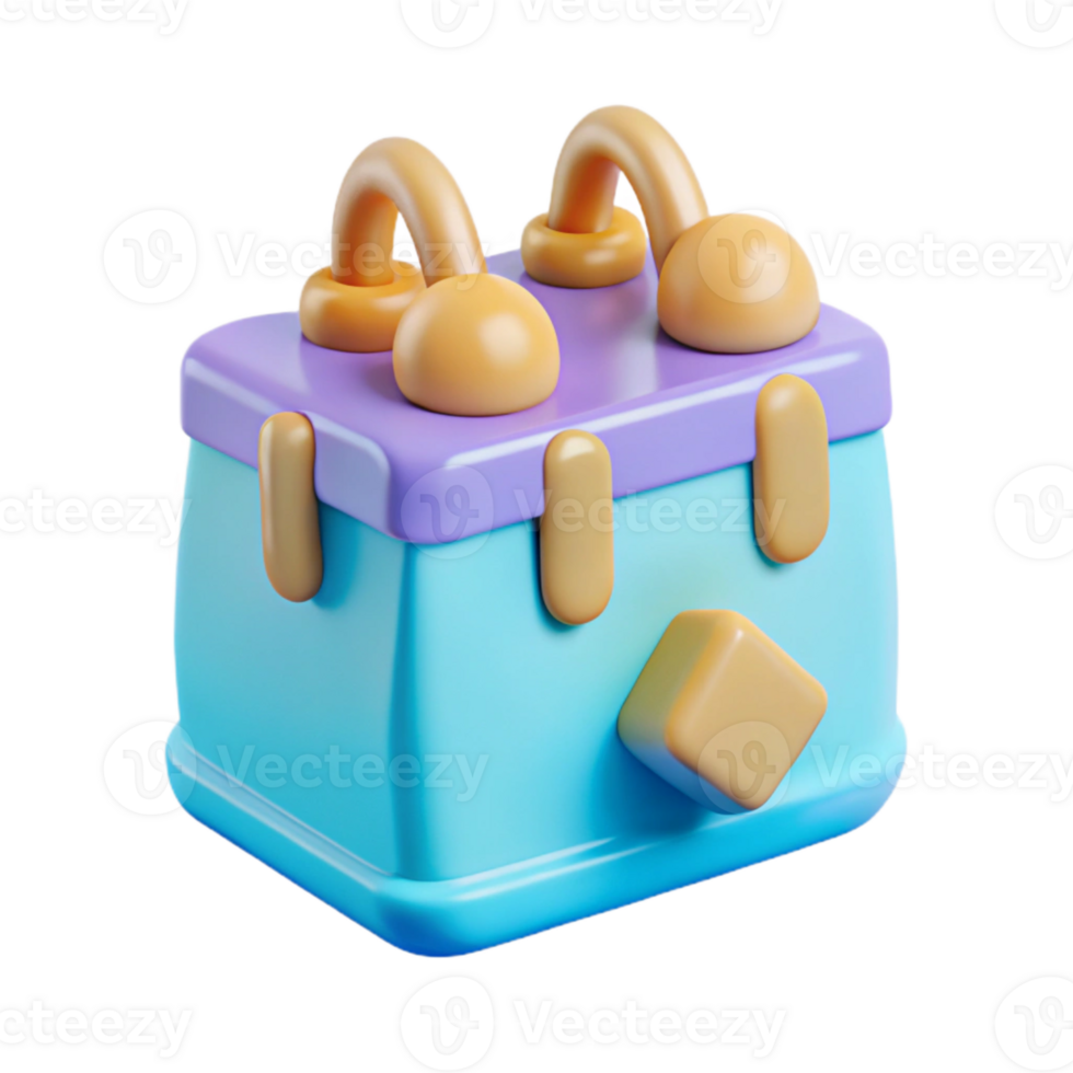 3D Rendered Cartoon Toolbox with Purple Lid and Blue Body png