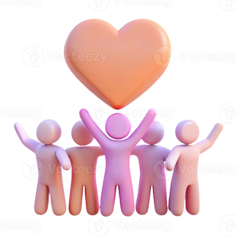 Group of People Holding a Heart Above Their Heads png