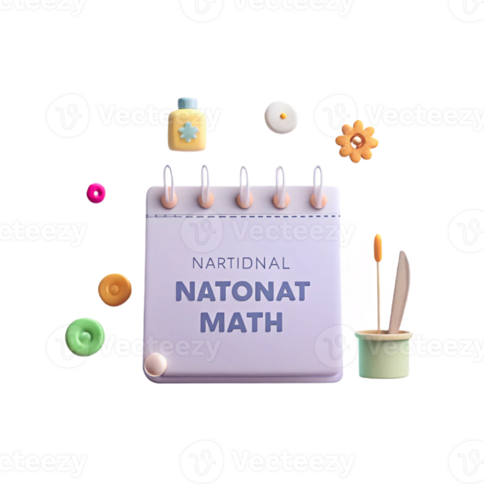 Colorful 3D Illustration of a Notebook with NATONAT MATH Written on It png