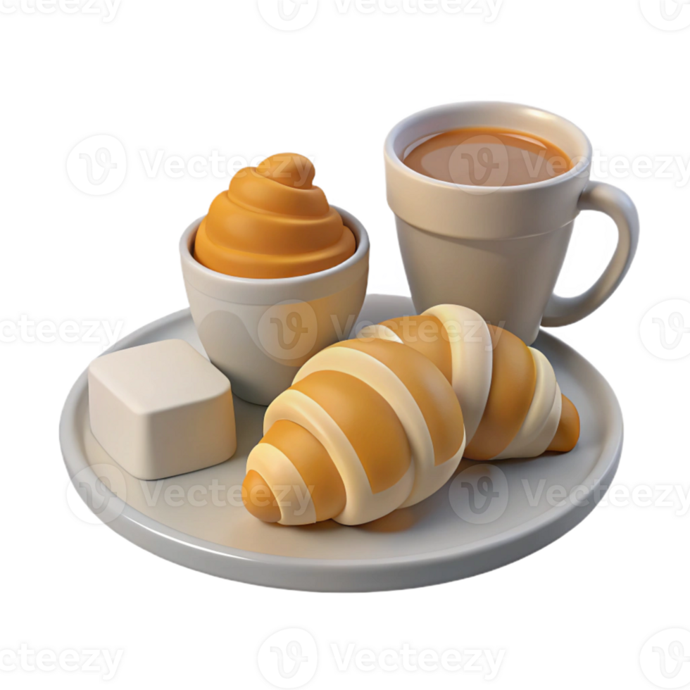 Croissants, Coffee, and Butter A Delicious Breakfast Spread png