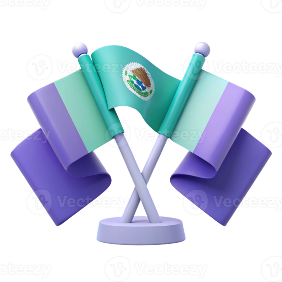 Two Crossed Flags Waving on a Stand png