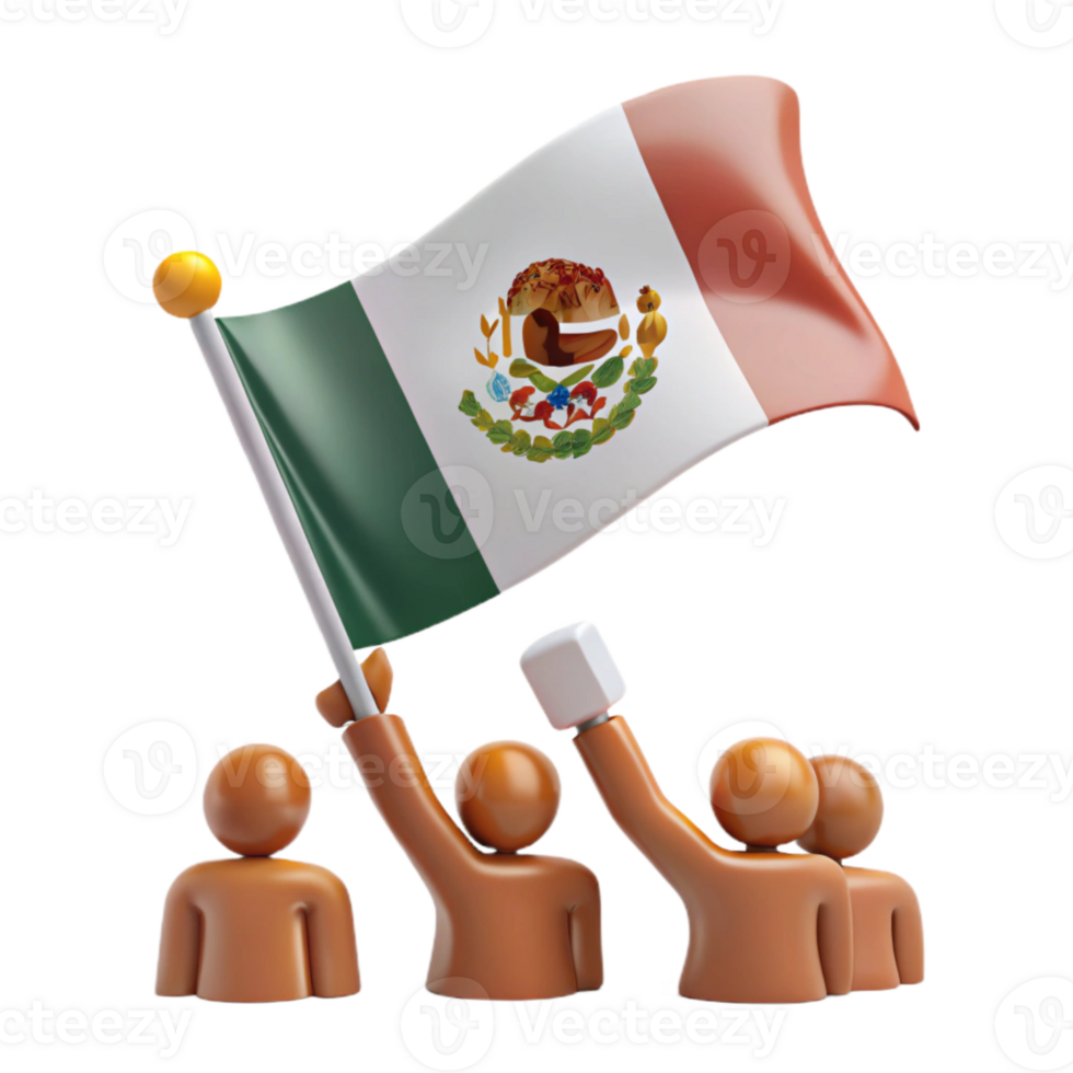 Celebrating National Pride People Holding a Mexican Flag png