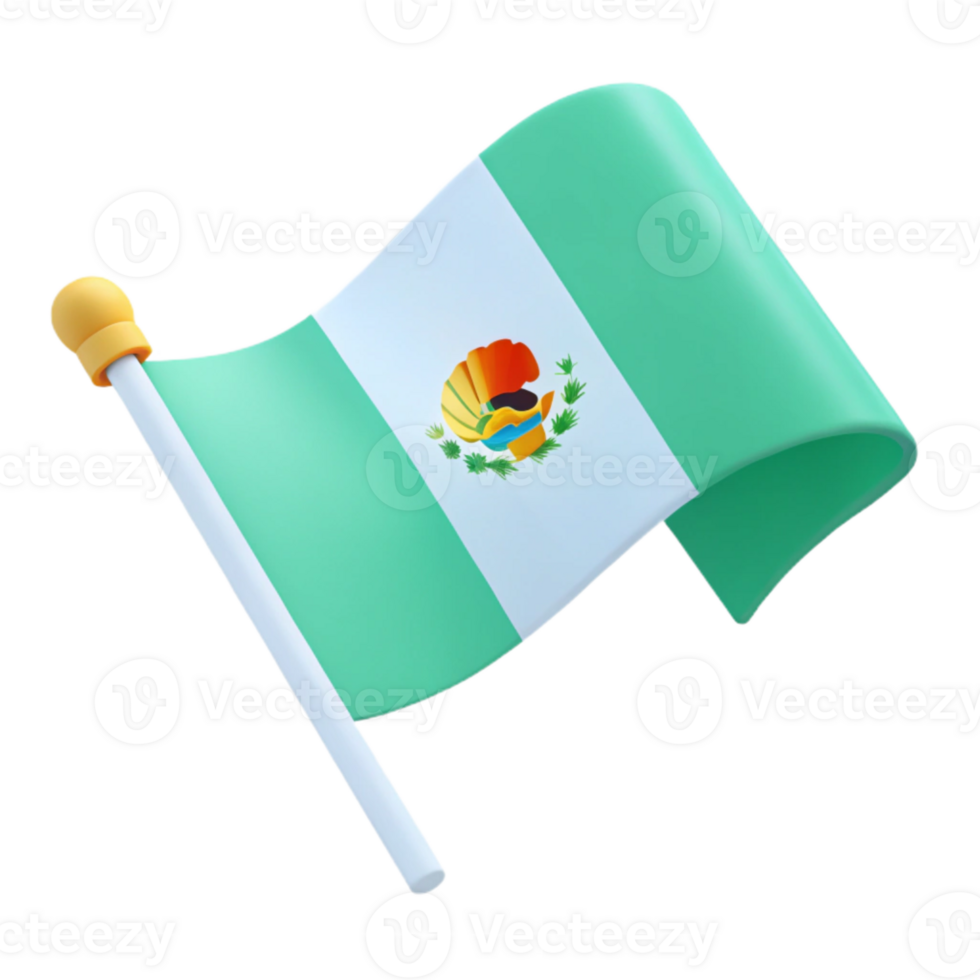 Waving Guatemalan Flag on a Stick png