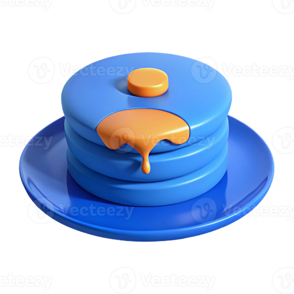 Stack of Blue Pancakes with Dripping Syrup png