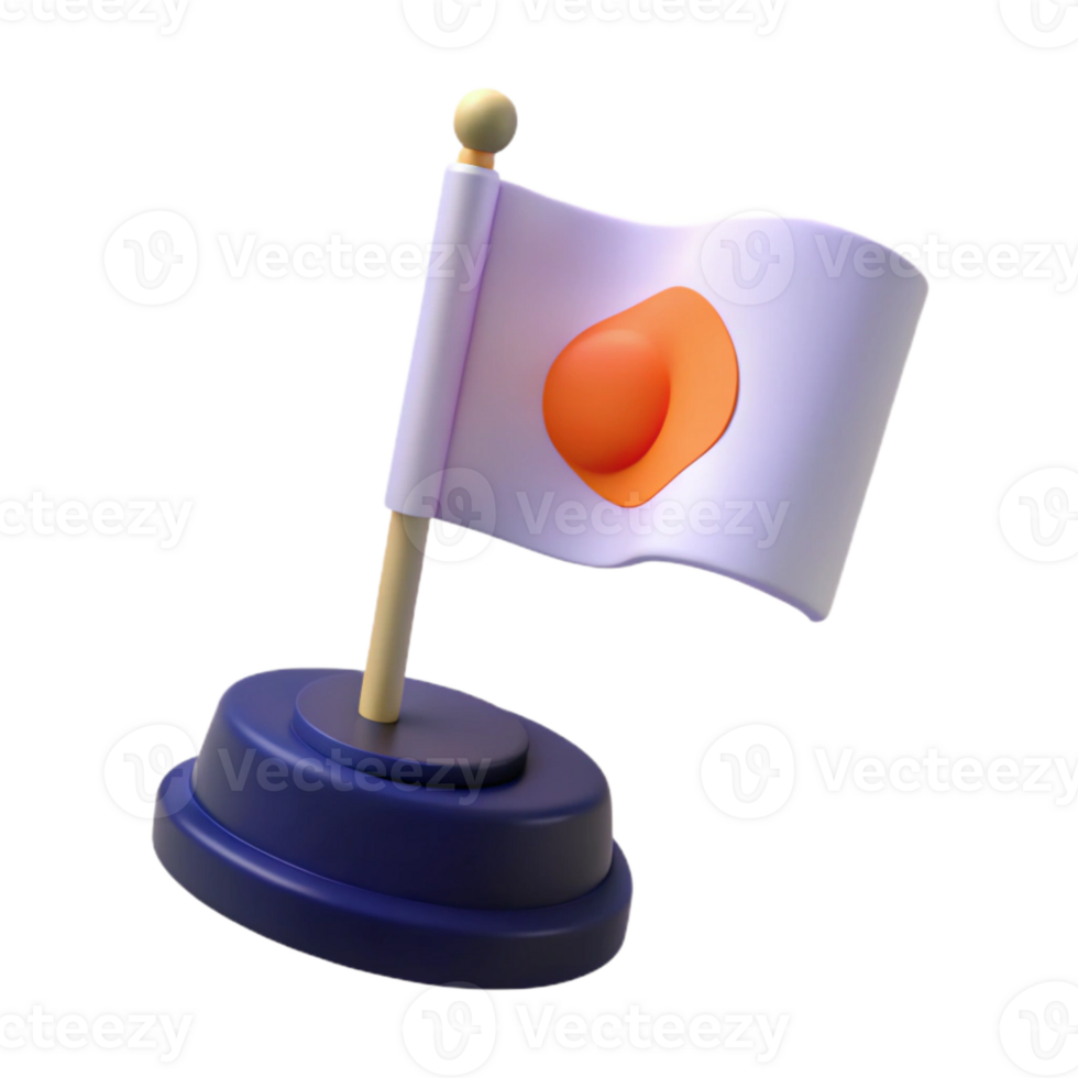 3D Render of a Flag with a Circle png