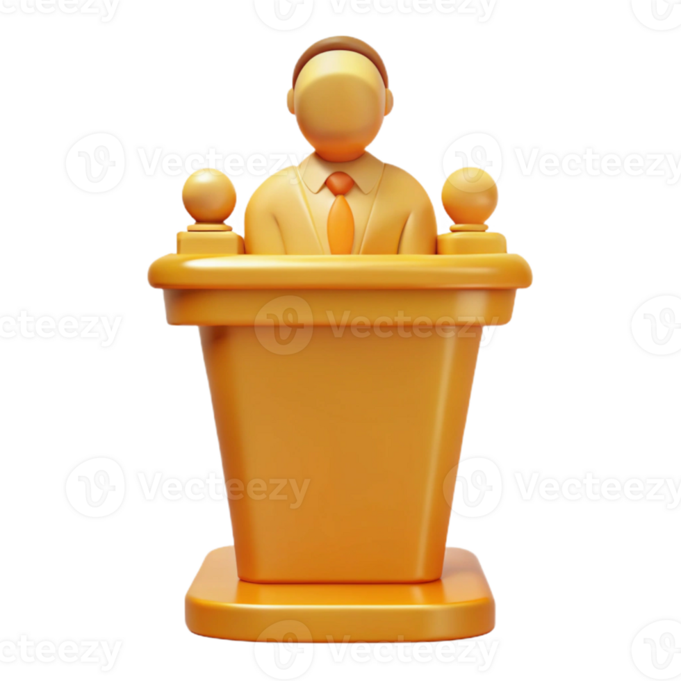 3D Illustration of a Person Giving a Speech from a Podium png