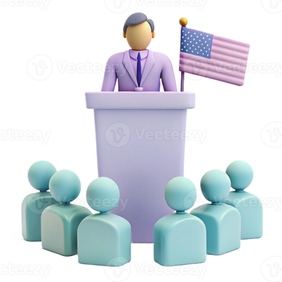 3D Illustration of a Speaker Addressing an Audience png